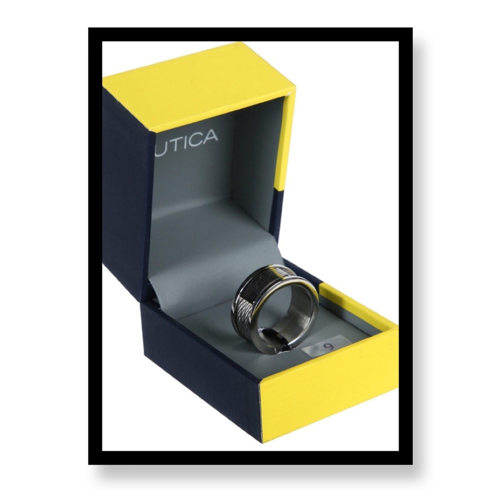 New NAUTICA Men’s Stainless Steel Americana Ring
